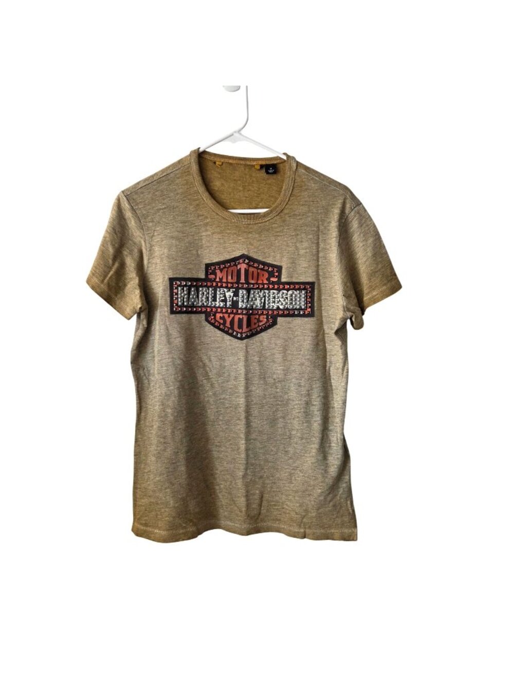 Harley-Davidson Womens M Brown Ombre Studded Logo T-Shirt Cotton Blend